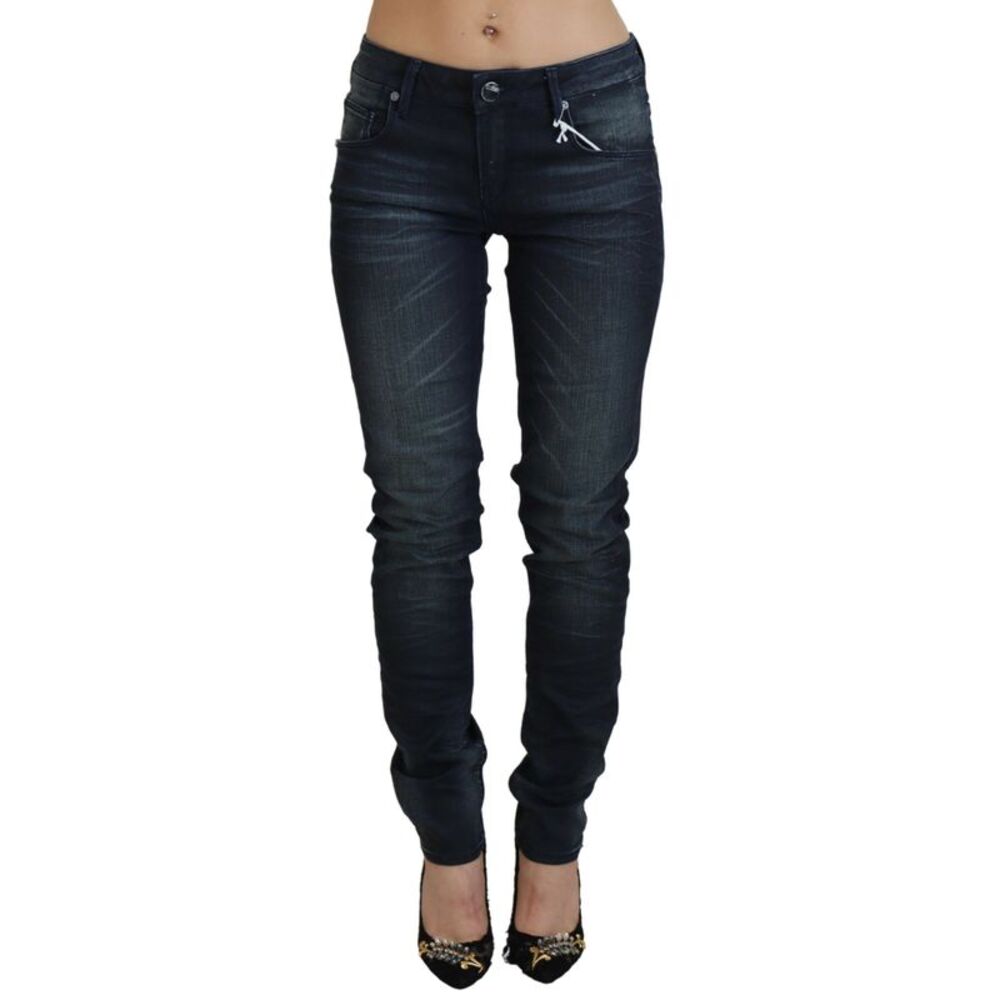 Acht Blue Washed Low Waist Slim Fit Cotton Denim Women's Jeans